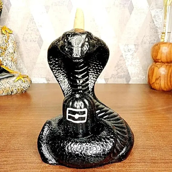 Handcrafted Snake Shiva Backflow Incense Holder with 10 Cones AShop