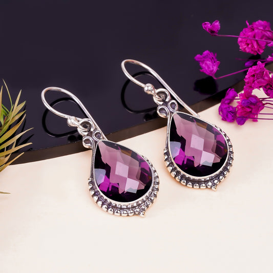 Elegant Teardrop Amethyst Earrings – V11250