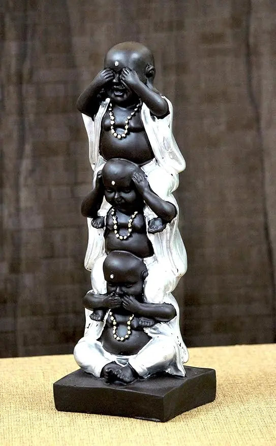 Handcrafted Antique Finish Laughing Buddha Decorative Figurine - 28 cm AShop