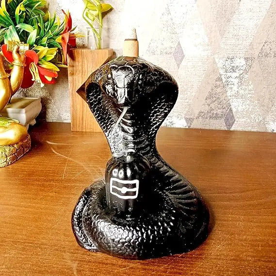 Handcrafted Snake Shiva Backflow Incense Holder with 10 Cones AShop