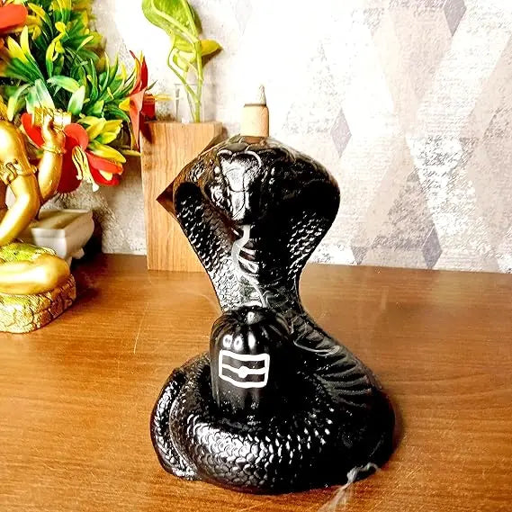 Handcrafted Snake Shiva Backflow Incense Holder with 10 Cones AShop