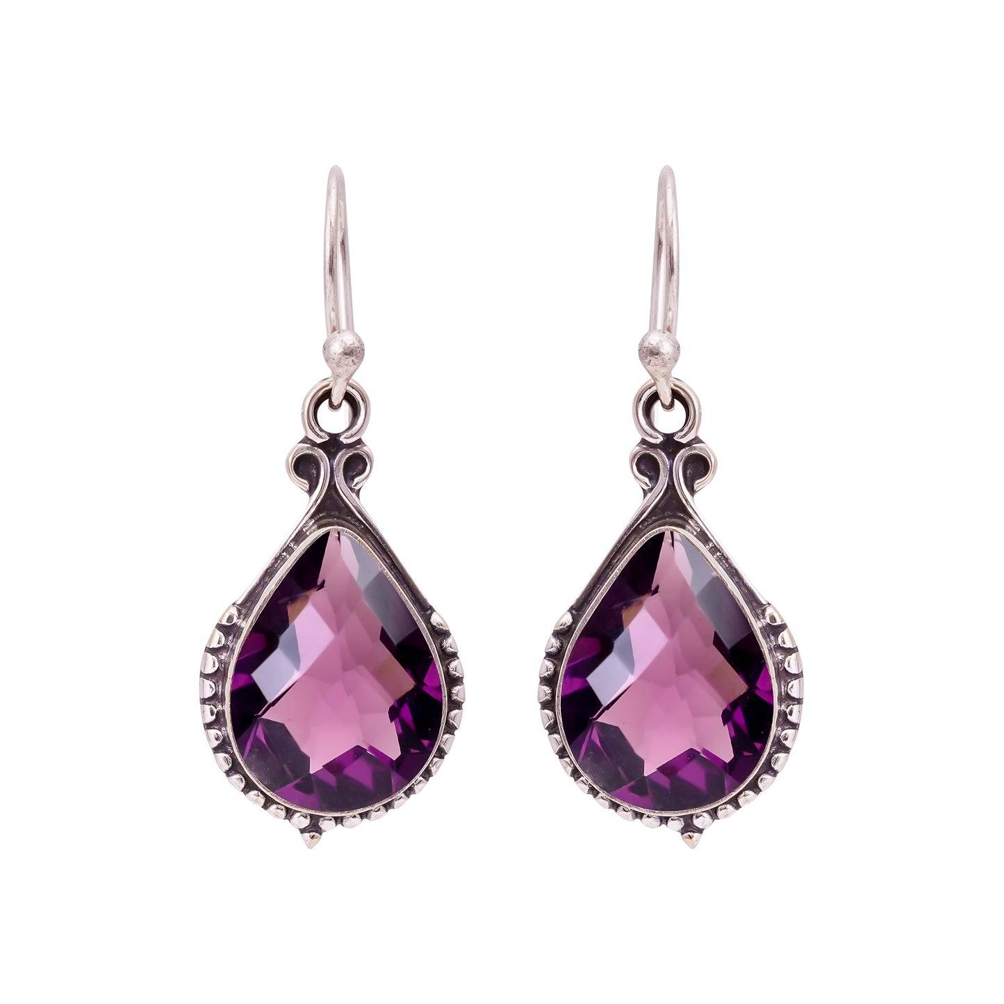 Elegant Teardrop Amethyst Earrings – V11250