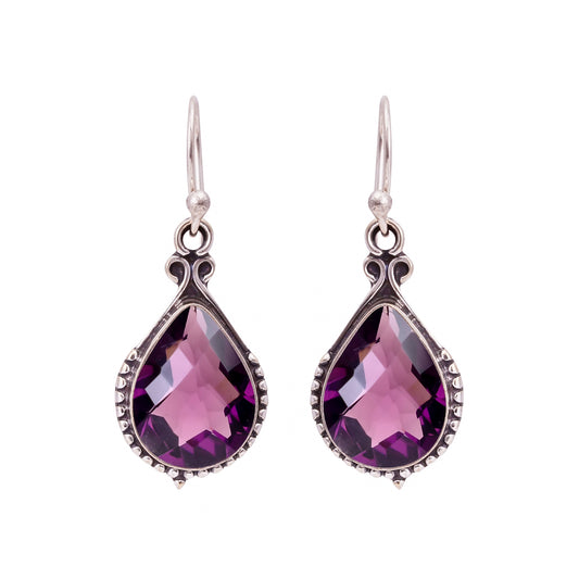 Elegant Teardrop Amethyst Earrings – V11250