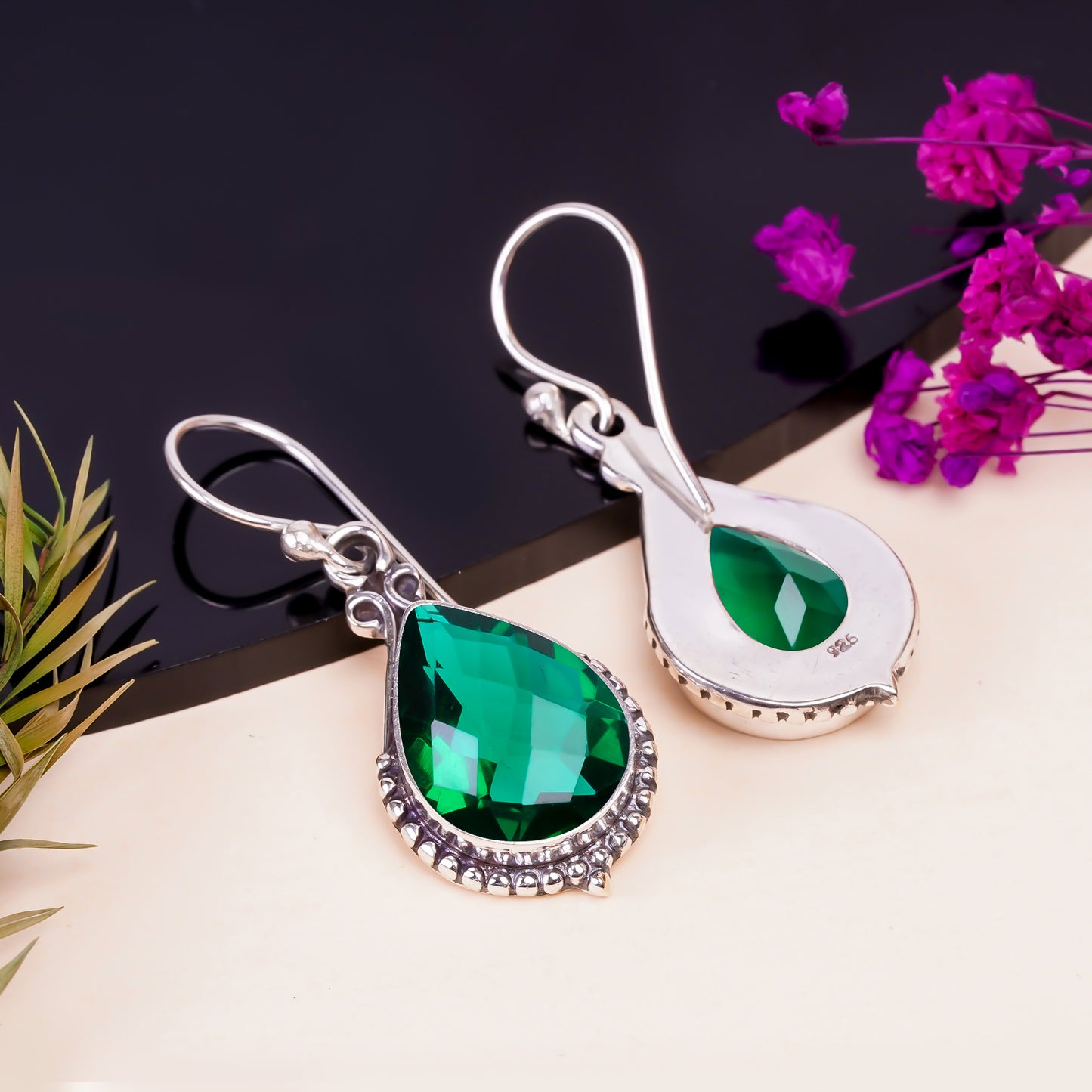 Elegant Teardrop Amethyst Earrings – V11712